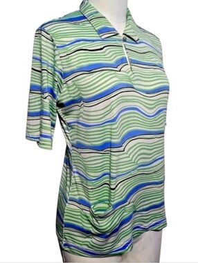 Sport Haley Women's Wave Print Polo Shirt Sz M